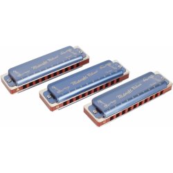Fender Midnight Blues Harmonica Pack of 3 with Case