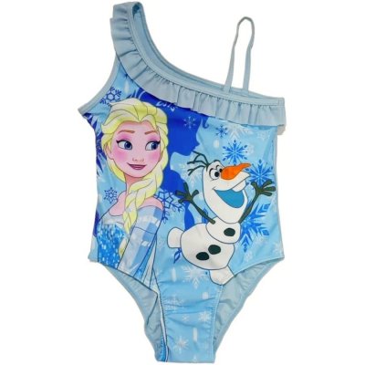 Difuzed Dívčí jednodílné plavky Ledové království - Frozen - motiv Elsa s Olafem Tyrkysová