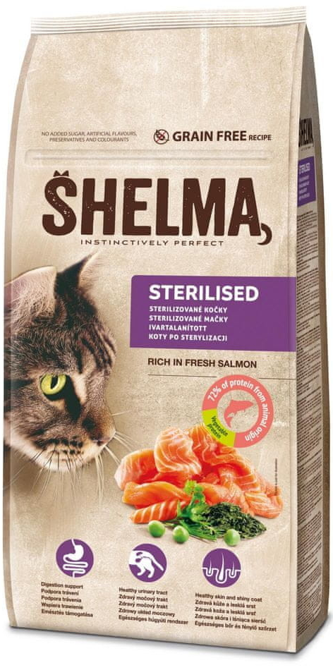 Shelma losos pro sterilizované kočky 8 kg