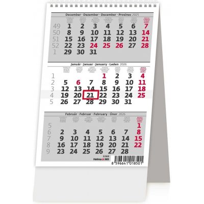 Helma tříměsíční stolní MINI ČR/SR 11 × 16 cm 2026 – Sleviste.cz