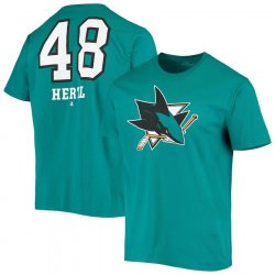Fanatics pánské tričko San Jose Sharks Tomas Hertl Teal Underdog Name & Number T-Shirt