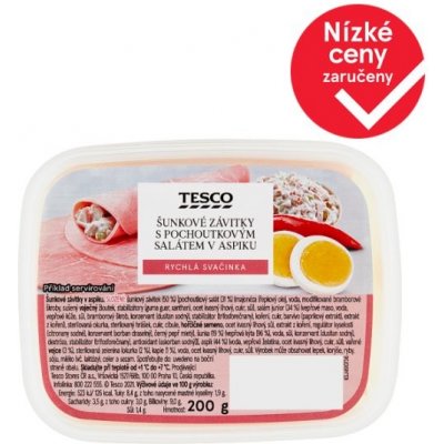 Tesco Šunkové závitky s pochoutkovým salátem v aspiku 200 g – Hledejceny.cz