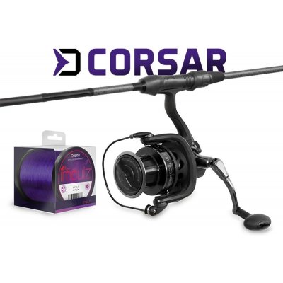 Delphin Kaprařský set CorsaBLACK NERO Prut 3,6 m 3 lb 3 díly + Naviják 8T + Vlasec 0,30 mm – Sleviste.cz