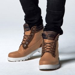 Urban Classics Winter Boots beige/woodcamo šněrovací