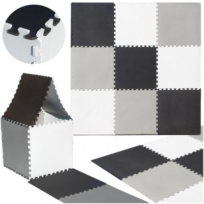 KIK Pěnové puzzle Odstíny šedé 9 ks – Zboží Dáma