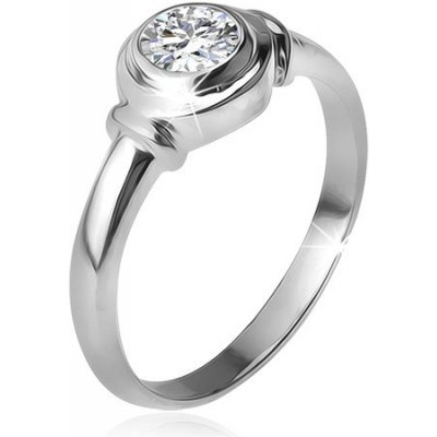 Šperky eshop Stříbrný prsten 925 okrouhlá objímka se zirkonem dvě obroučky T17.11 – Zbozi.Blesk.cz