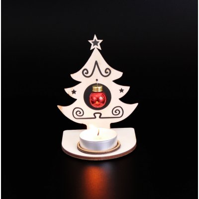 Dřevěný vánoční stromeček s rolničkou uprostřed a místem pro svíčku cca 10 cm – Zboží Mobilmania
