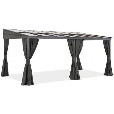 Garden Point Tarragona se závěsy Hliníková terasová stříška 3 x 6 m antracitová – Zboží Mobilmania