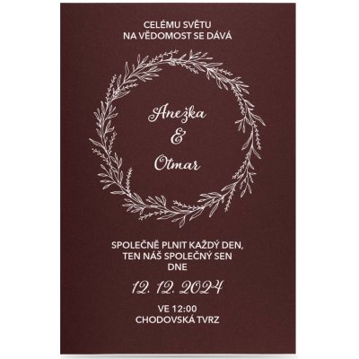 Papírové svatební oznámení MOTIV Barva papíru: Claret – HobbyKompas.cz