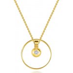 Šperky eshop Náhrdelník ze žlutého zlata kulatý přívěsek s čirým briliantem v obrysu kruhu S3BT508.64