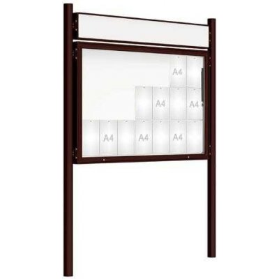 PROCITY Venkovní vitrína model 2000 21x A4, hnědá, včetně sloupků a záhlaví | Zboží Auto