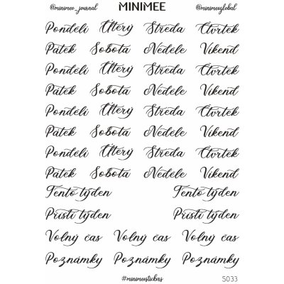 Samolepky MINIMEE - Dny v týdnu (české) – Zboží Živě