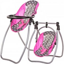 Doris jídelní židlička a houpačka 2v1 šedo-růžová