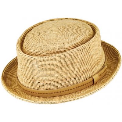 Fiebig Pork Pie s úzkou krempou a koženou stuhou béžový – Zboží Mobilmania