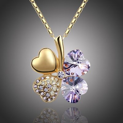 Sisi Jewelry Swarovski Elements čtyřlístek zlato světle fialový Fialová NH1010