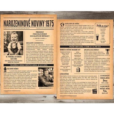 Narozeninové noviny 1975 – dvoustranné nebo jednostranné – Zboží Dáma