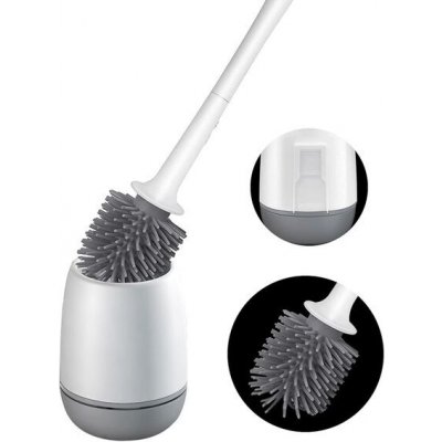 HRCLS Záchodová štětka nástěnná silikonová záchodová štětka s rychleschnoucí nádobkou a dlouhou – Zboží Mobilmania