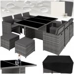 tectake 403821 zahradní ratanový nábytek new york 6+4+1 s ochranným obalem, varianta 2 šedá – Zboží Dáma
