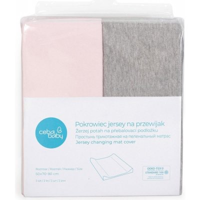 Ceba Baby Potah na podložku s rohy 2ks Light grey melange + Pink 50 x 70-80