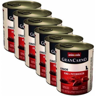 Animonda GranCarno Fleisch Junior hov. + krůtí srdce - 6 x 800 g