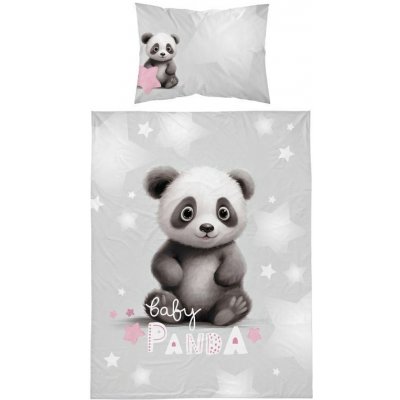 Detexpol povlečení do postýlky Baby Panda šedá Bavlna 100 x 135 cm 40 x 60 cm – Zbozi.Blesk.cz