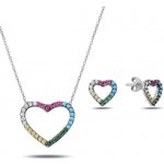 Olivie sada stříbrných šperků barevné srdce 2882 – Zboží Mobilmania