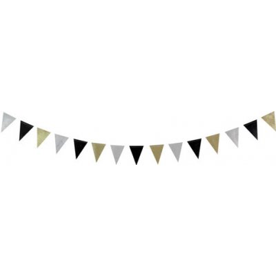 Party vlaječková girlanda glitr černá zlatá stříbrná 260 cm – Zboží Dáma