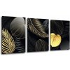 Obraz Impresi Obraz Abstraktní květiny černo zlaté - 150 x 70 cm (3 dílný)