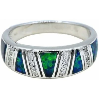 Vorlové Šperky Stříbrný prsten zirkony a zelený opál E137 – Zboží Mobilmania