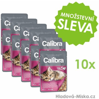 Calibra Kitten krůtí & kuřecí v omáčce 10 x 100 g