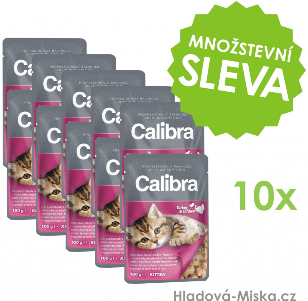 Calibra Kitten krůtí & kuřecí v omáčce 10 x 100 g