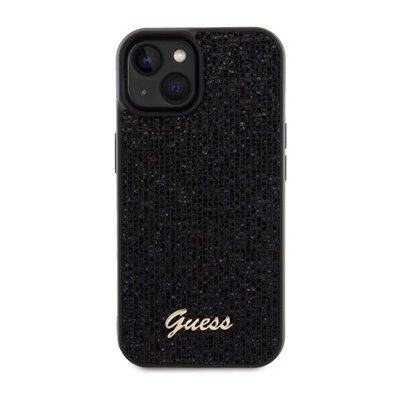 Pouzdro Guess PU Square Mirror Script Logo iPhone 15 černé – Zbozi.Blesk.cz