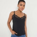 Top s výstřihem do V lemovaným krajkou černá – Hledejceny.cz