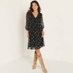 Krátké voálové šaty se sámky a potiskem puntíky černá/bílá – Hledejceny.cz