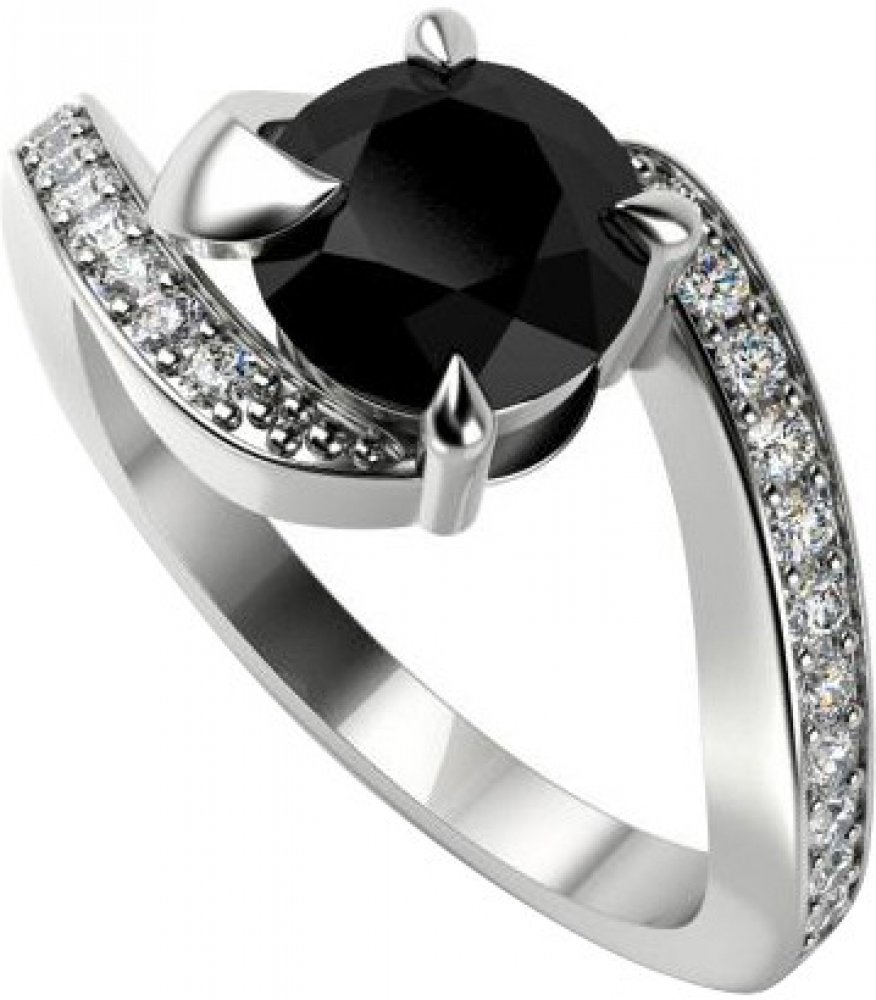 Eppi Zásnubní platinový prsten s černým a bílými diamanty Lorn R34940 –  Zboží Dáma