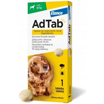 AdTab Tablety proti blechám a klíšťatům pro psa 450 mg – Zbozi.Blesk.cz