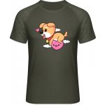 MyMate prodloužené triko MY111 Design se srdíčkem a psem Olive Heather Olive – Sleviste.cz
