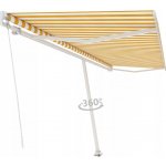 vidaXL Volně stojící ručně zatahovací markýza 500 x 300 cm žlutá/bílá – Zbozi.Blesk.cz