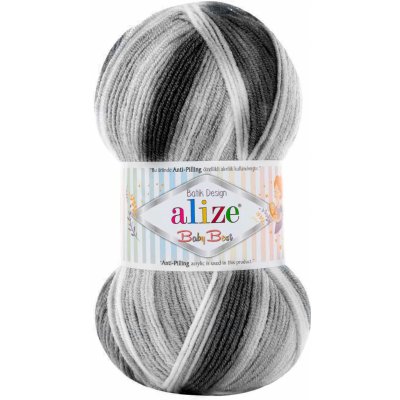Alize příze Baby Best Batik 7542 odstíny bílá s odstíny šedé – Zboží Mobilmania