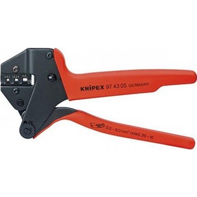 KNIPEX - kleště lisovací víceúčelové - 200mm - krimpovací - pro neizolované, otevřené konektory 4.8 a 6.3mm (974305)