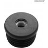 Žebrovaná kulatá plastová zátka - plochá pr.40 mm černá erodovaná, kovový závit M10, na hranoly, jekly, sloupky a trubky