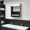 Koupelnový nábytek Nábytek XL LED koupelnová skříňka se zrcadlem dub 50 x 14 x 60 cm