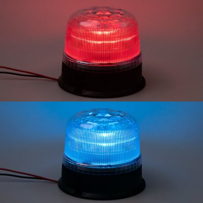 LED maják, 12-24V, modro-červený, pevná montáž, ECE R65