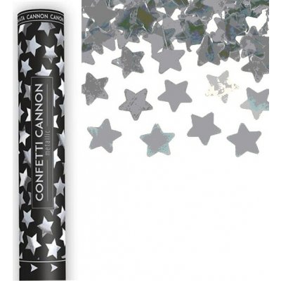 Párty konfety 80 cm stříbrné metalické hvězdičky silvestr – Zboží Mobilmania