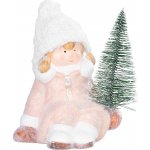 MagicHome Postavička Vánoce Holčička se stromečkem terakota 14,5x13x17 cm – Hledejceny.cz