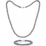 Buka Jewelry Buka perlový set náramek a náhrdelník černý 55 AA ST005 – Zboží Dáma