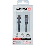 Swissten 71527202 USB-C na USB-C, USB 2.0, zástrčka C - zástrčka C, opletený, 1,2m, šedý – Zboží Mobilmania