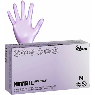 Espeon NITRIL SPARKLE nepudrované perleťově fialové 100 ks – Zboží Dáma