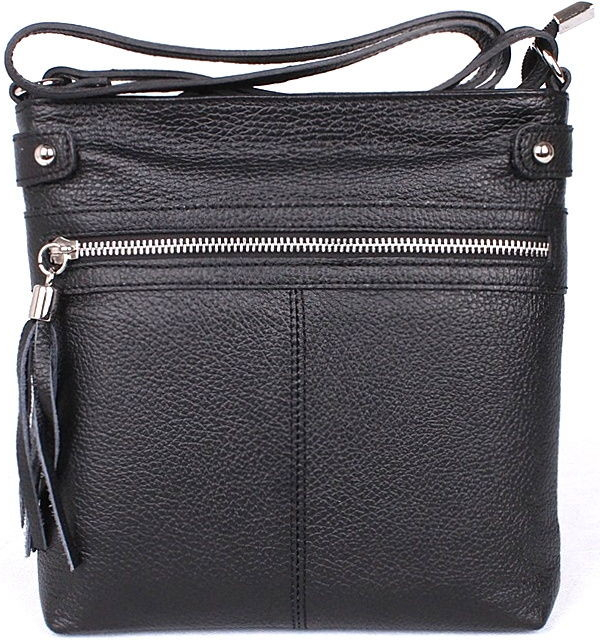 Vera Pelle malá kožená černá crossbody kabelka no. 60