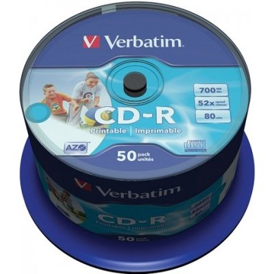 Verbatim CD-R 700MB 52x, AZO, printable, spindle, 50ks (43309) – Hledejceny.cz